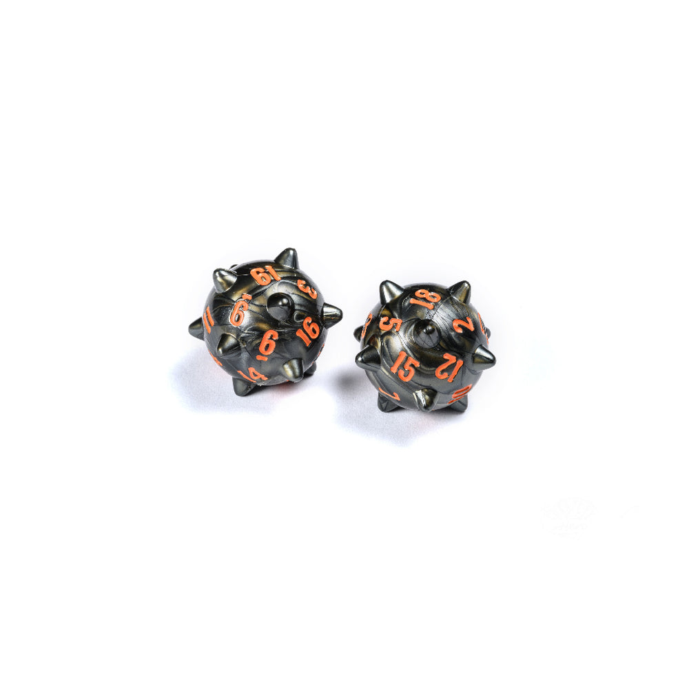 Dice Polyhero Warrior: 2d20 Spiked Balls Steel Grey