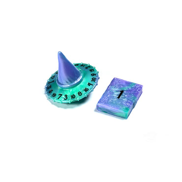 Dice Polyhero Wizard: d20 Wizard Hat and d2 Spellbook