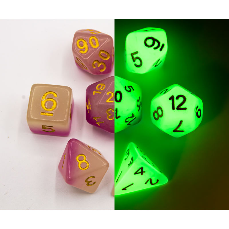 Dice Critical Hit: Poly 7 Set Fusion Glow In Dark