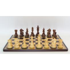 Chess Set 3in Sheesham/Boxwood French Style Chessmen on Ebony/Maple Board