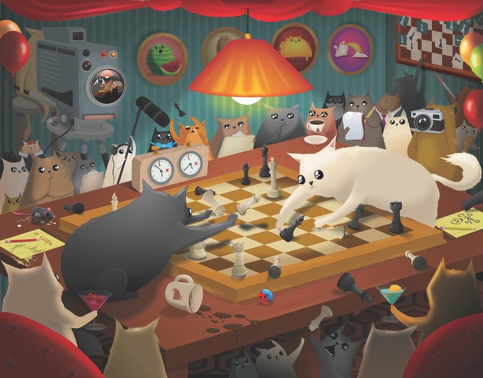 Puzzle Exploding Kittens: 1000 Piece Cats Playing Chess