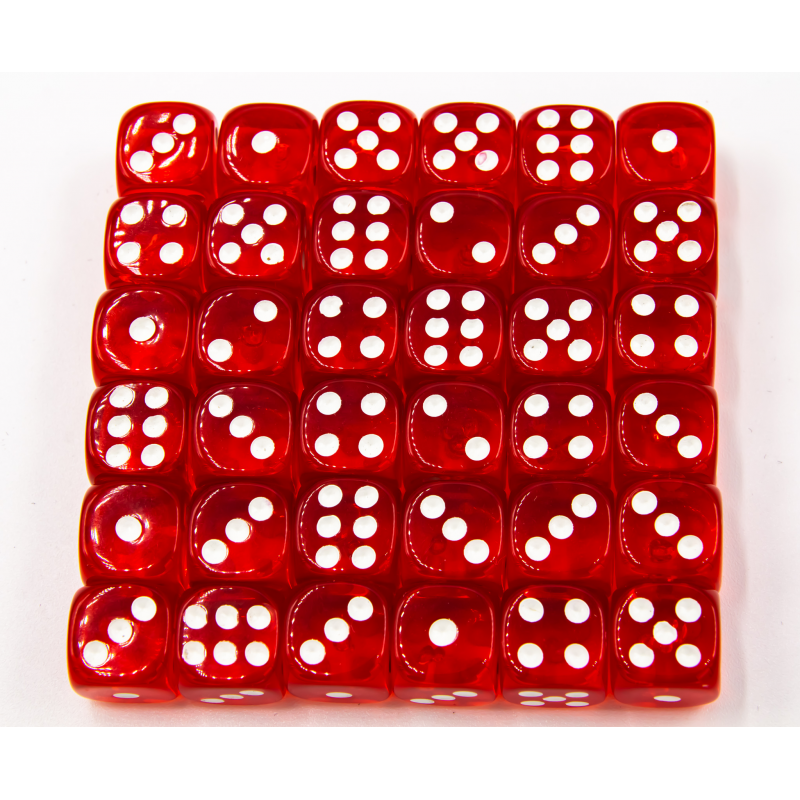 Dice Critical Hit: D06 12mm set of 36 Transparent
