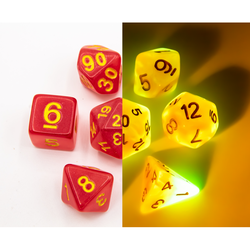 Dice Critical Hit: Poly 7 Set Fusion Glow In Dark