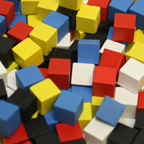 Game Bits AGP: Wooden Cubes 8mm Multi-Color (100)