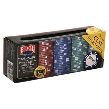 Poker Chips Bicycle: 8 Gram Clay with Casino Tray (100)