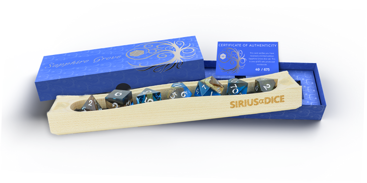 Dice Sirius: Poly 7 Set Wood and Resin