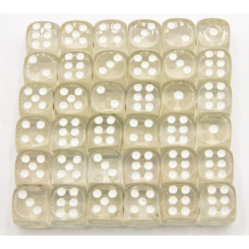 Dice Critical Hit: D06 12mm set of 36 Transparent