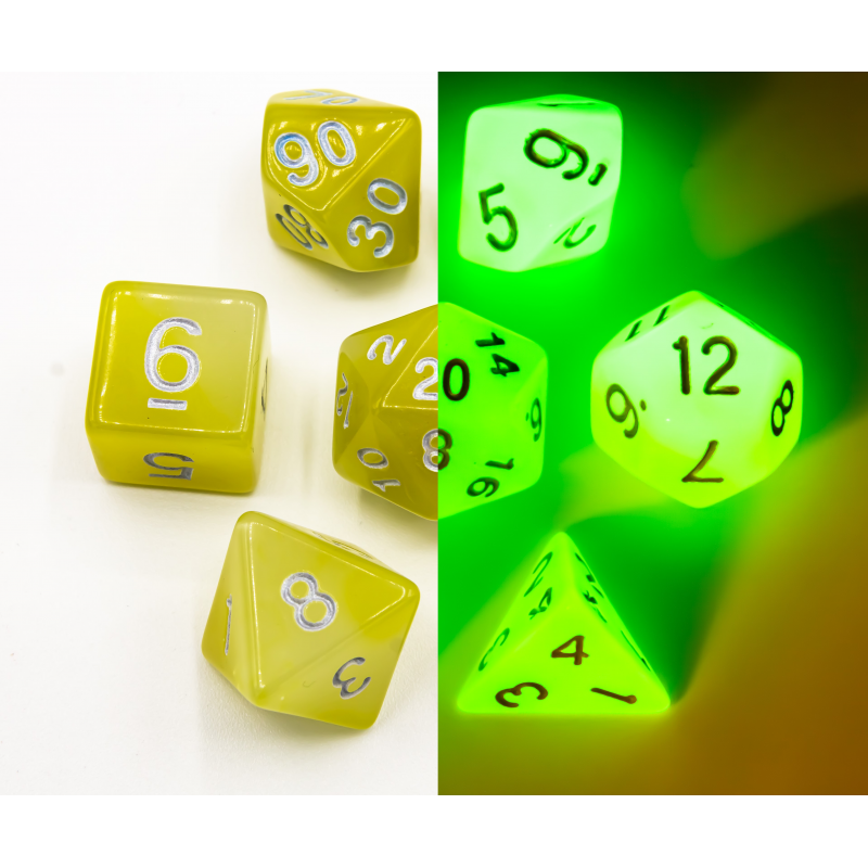 Dice Critical Hit: Poly 7 Set Fusion Glow In Dark