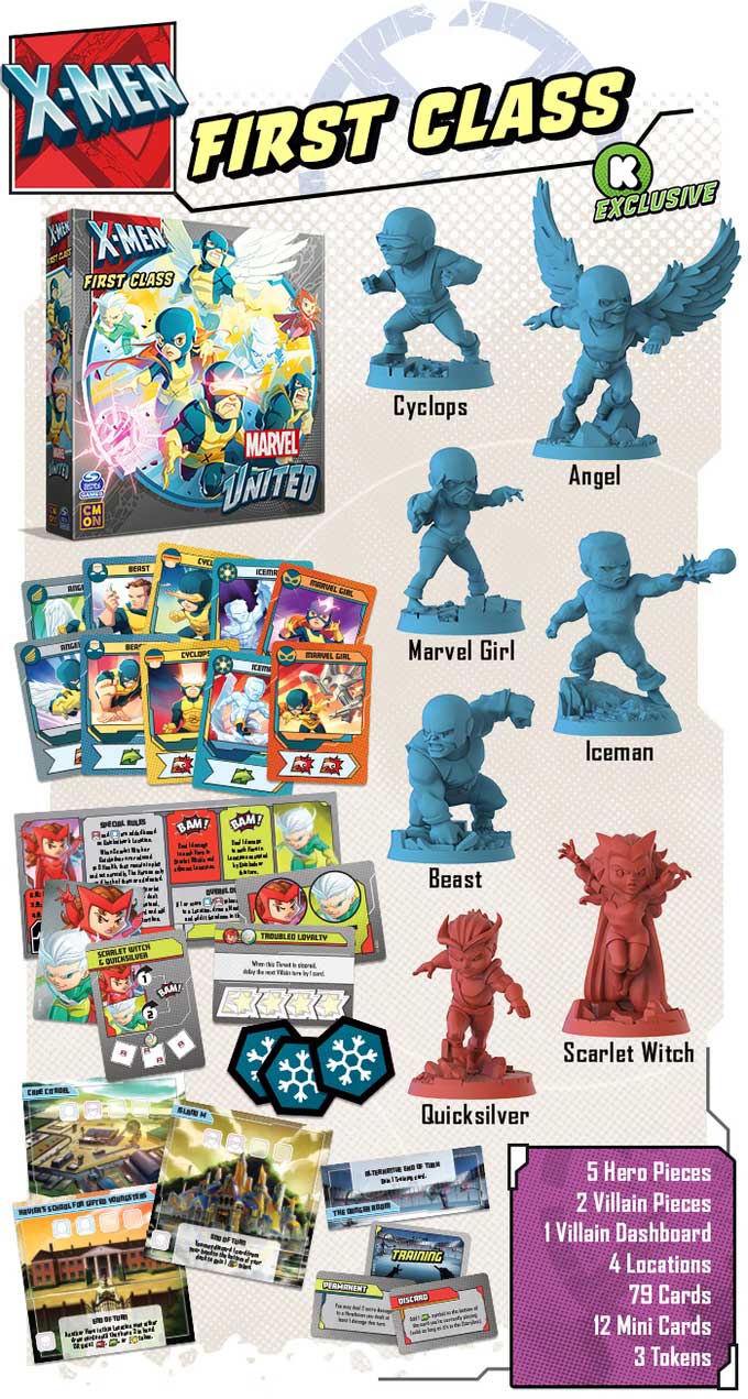  X-Men, Marvel United Board Game with Cards and Collectible Hero  Villain Figurines Party Fun Movie Challenge, for Kids & Adults Aged 14 and  up : Everything Else