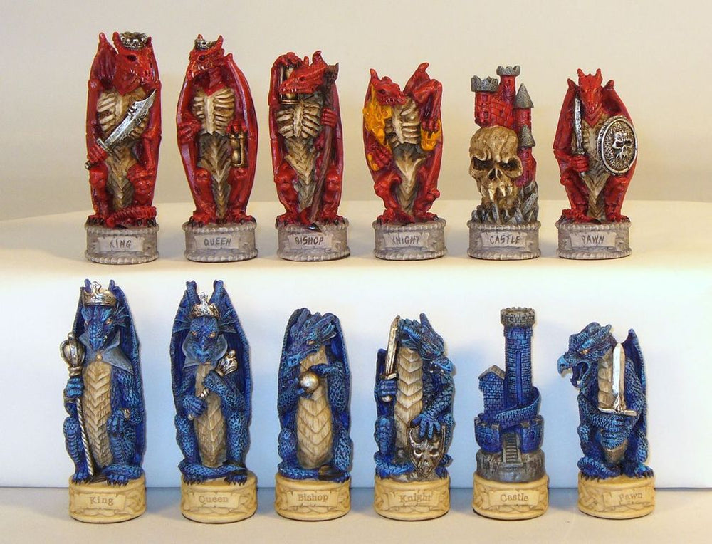 Chess Pieces Dragon Justice vs Evil